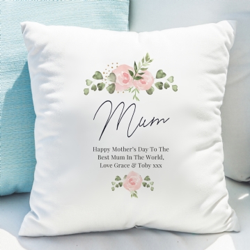 Personalised Abstract Rose Cream Mum Cushion Cover