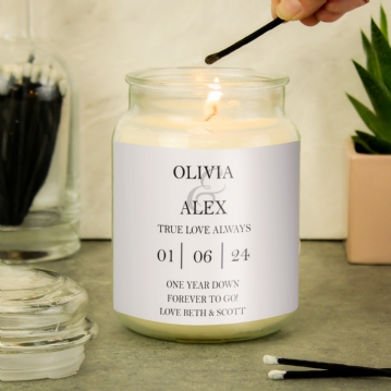 Personalised Couples Large Scented Jar Candle 