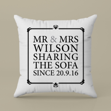 Mr & Mrs Sharing The Sofa Personalised Cushion