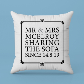 Mr & Mrs Sharing The Sofa Personalised Cushion