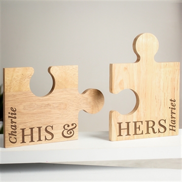 Personalised His & Hers Jigsaw Piece Set