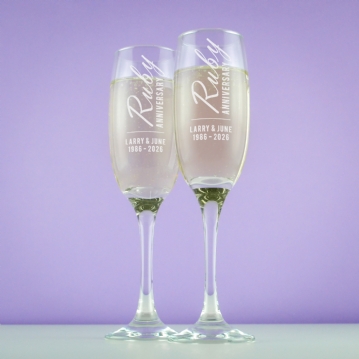 Personalised Ruby Anniversary Champagne Flutes