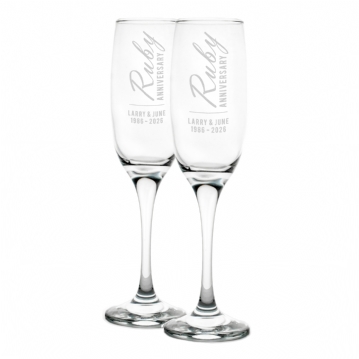 Personalised Ruby Anniversary Champagne Flutes