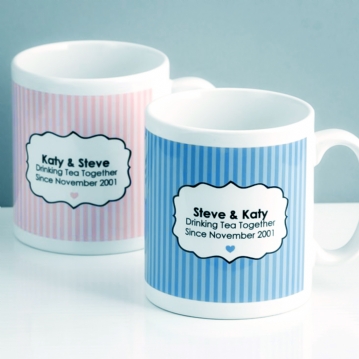 Personalised Drinking Tea Together Pair of Mugs