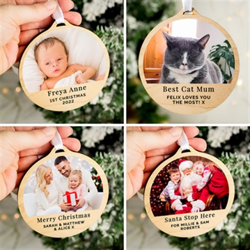 Personalised Photo Round Wooden Decoration