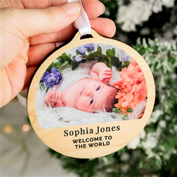 Personalised Photo Round Wooden Decoration