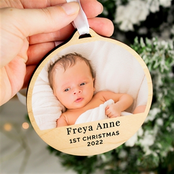 Personalised Photo Round Wooden Decoration