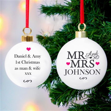 Personalised Mr & Mrs Christmas Bauble