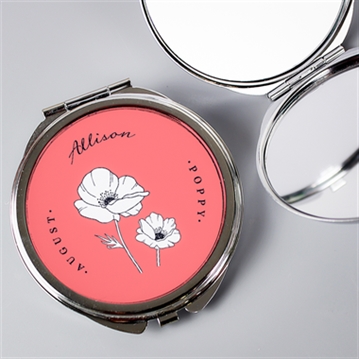 Personalised Birth Flower Round Compact Mirror