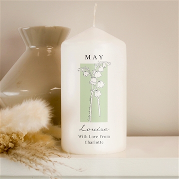 Personalised Birth Flower Pillar Candle