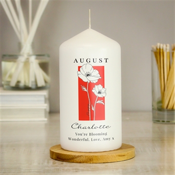 Personalised Birth Flower Pillar Candle