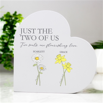 Personalised Flower of the Month Family Heart Ornament