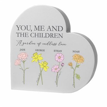 Personalised Flower of the Month Family Heart Ornament