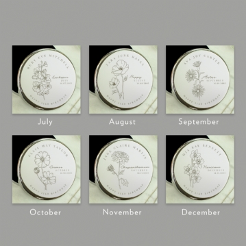 Personalised Birth Flower Round Trinket Boxes