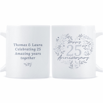 Personalised 25th Silver Wedding Anniversary Mug