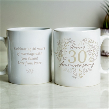Personalised 30th Pearl Wedding Anniversary Mug
