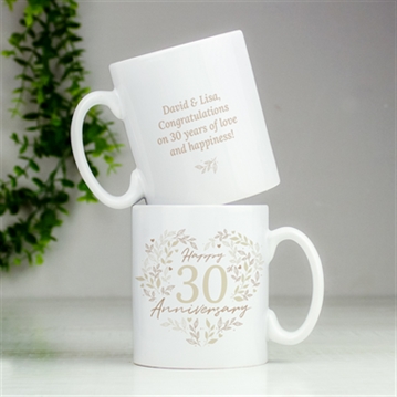Personalised 30th Pearl Wedding Anniversary Mug