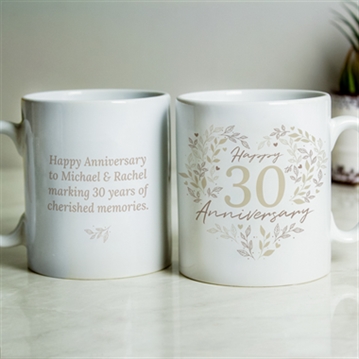 Personalised 30th Pearl Wedding Anniversary Mug