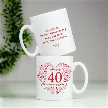 Personalised 40th Ruby Wedding Anniversary Mug