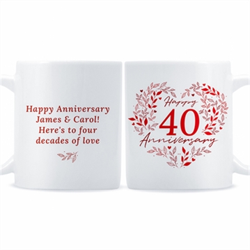 Personalised 40th Ruby Wedding Anniversary Mug