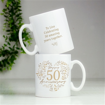 Personalised 50th Golden Wedding Anniversary Mug