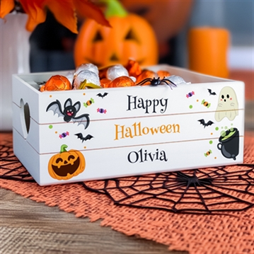Personalised Halloween Small Wooden Treats Crate