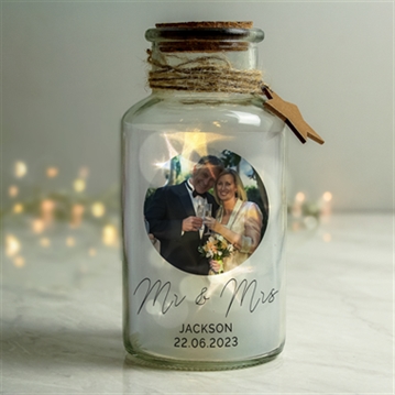 Personalised Photo Upload LED Glass Jar