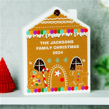 Personalised Gingerbread House Christmas Wooden Ornament