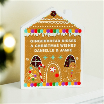 Personalised Gingerbread House Christmas Wooden Ornament