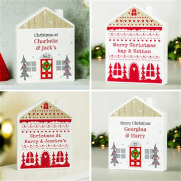 Personalised Christmas House Wooden Ornaments