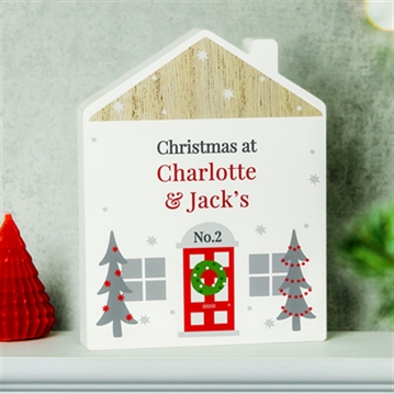 Personalised Christmas House Wooden Ornaments