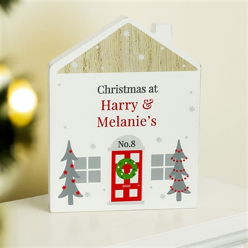 Personalised Christmas House Wooden Ornaments