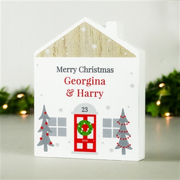 Personalised Christmas House Wooden Ornaments