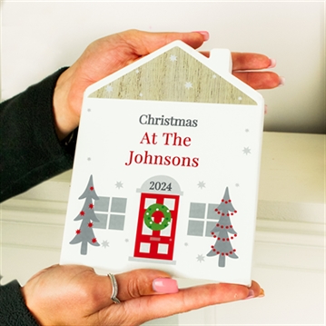 Personalised Christmas House Wooden Ornaments