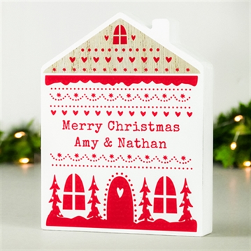 Personalised Christmas House Wooden Ornaments