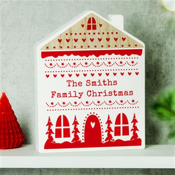 Personalised Christmas House Wooden Ornaments