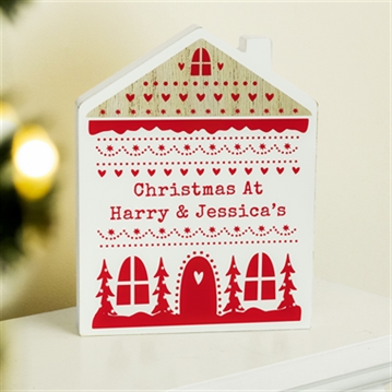 Personalised Christmas House Wooden Ornaments