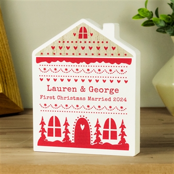 Personalised Christmas House Wooden Ornaments