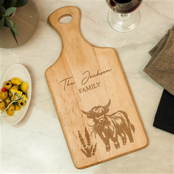 Personalised Highland Cow Paddle Chopping Board