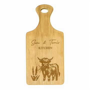 Personalised Highland Cow Paddle Chopping Board