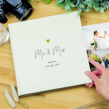 Personalised Gold Heart Couples Square Photo Album