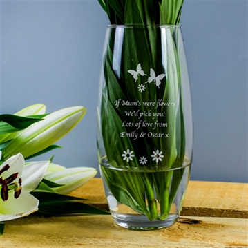 Personalised Butterflies and Flowers Bullet Vase
