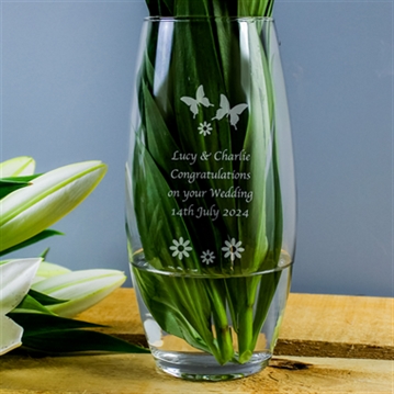 Personalised Butterflies and Flowers Bullet Vase