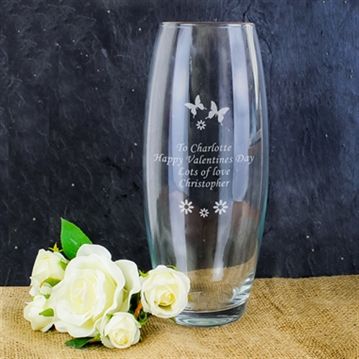 Personalised Butterflies and Flowers Bullet Vase