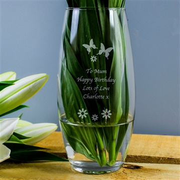 Personalised Butterflies and Flowers Bullet Vase
