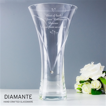 Personalised Large Hand Cut Little Hearts Diamante Vase