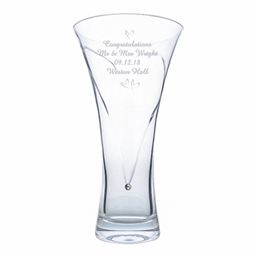 Personalised Large Hand Cut Little Hearts Diamante Vase