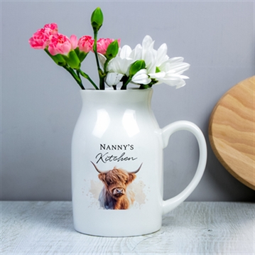 Personalised Highland Cow Flower Jug