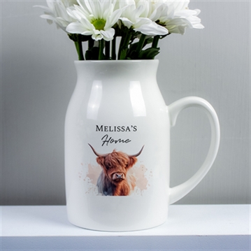 Personalised Highland Cow Flower Jug