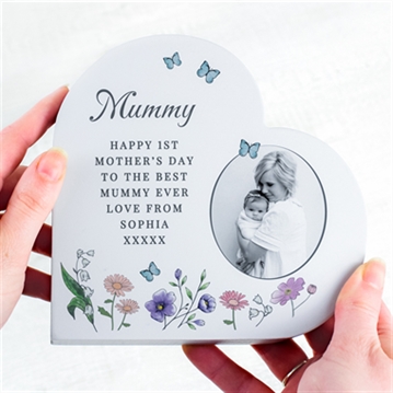 Personalised Wild Flowers Photo Upload Heart Ornament